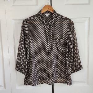 American Eagle Outfitters Ditsy Floral 1/2 Button Down Shirt Size SM Semi-Sheer